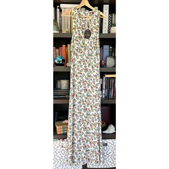 NWT byTiMo Bird Print Crepe Satin Maxi Dress Size XS MSRP $488 - Picture 2 of 12